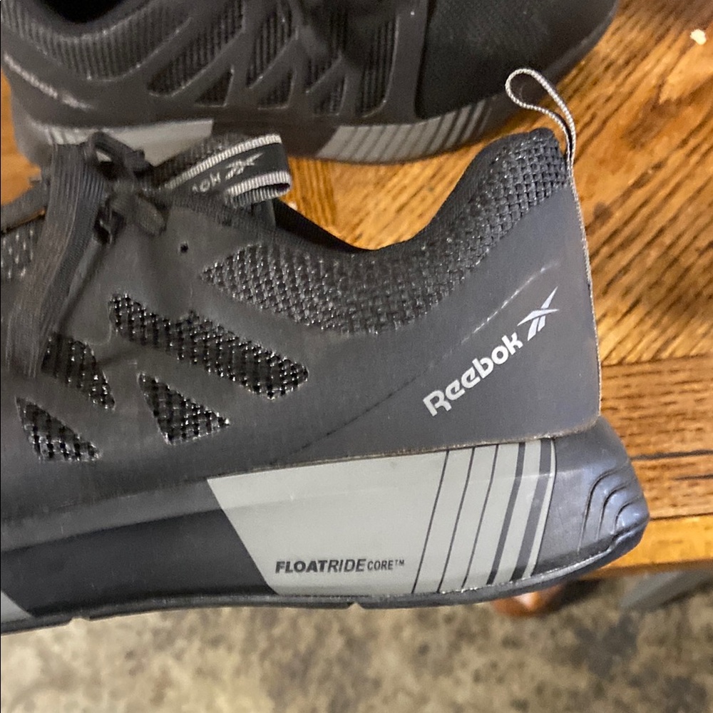 Reebok Black and Gray non slip steel toe shoes with the comfort of tennis shoe
